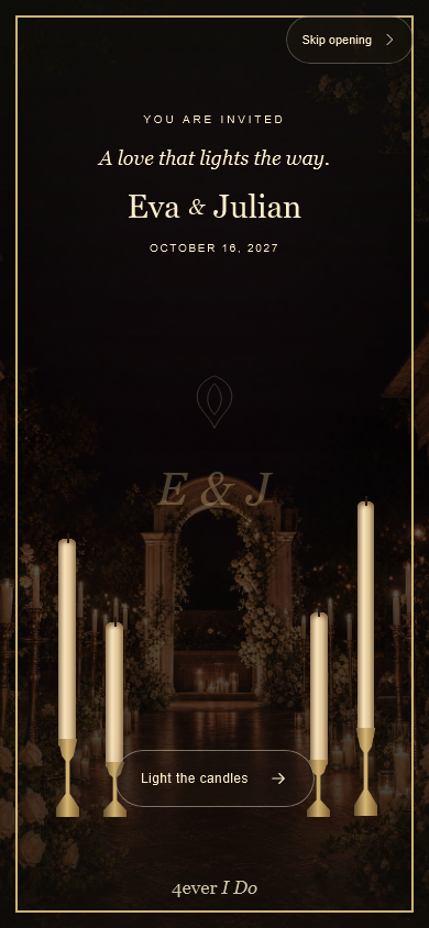 Candlelit Promise invitation on a phone