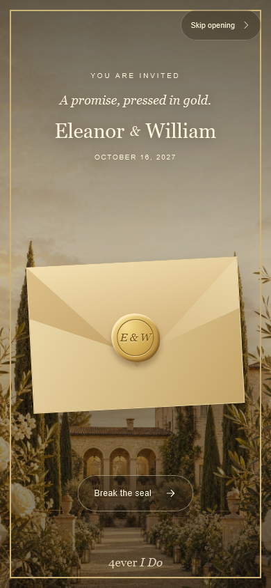 Golden Seal invitation on a phone