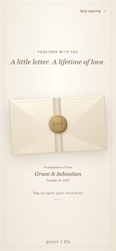 Ivory Letter invitation on a phone