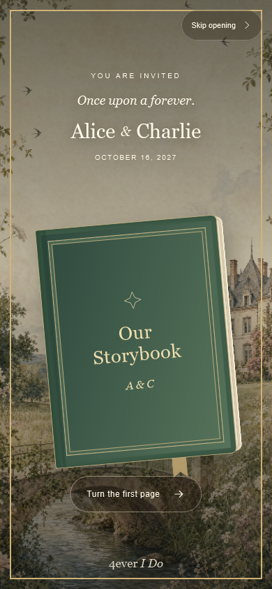 Our Storybook invitation on a phone