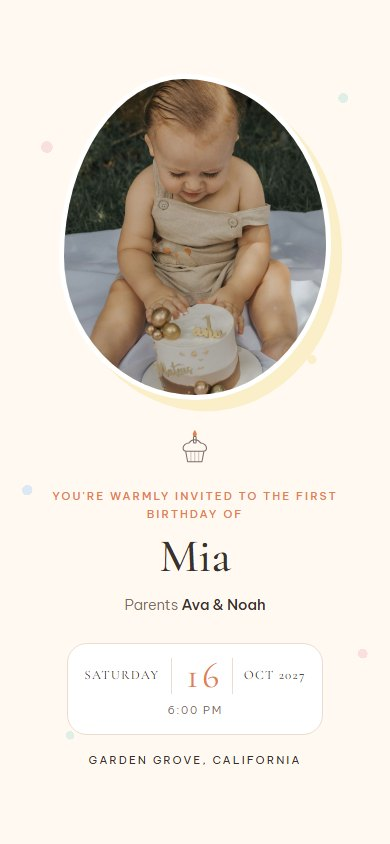 First Birthday invitation on a phone
