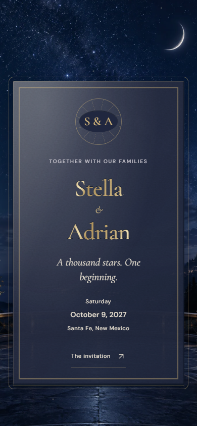 Celestial Atelier invitation on a phone